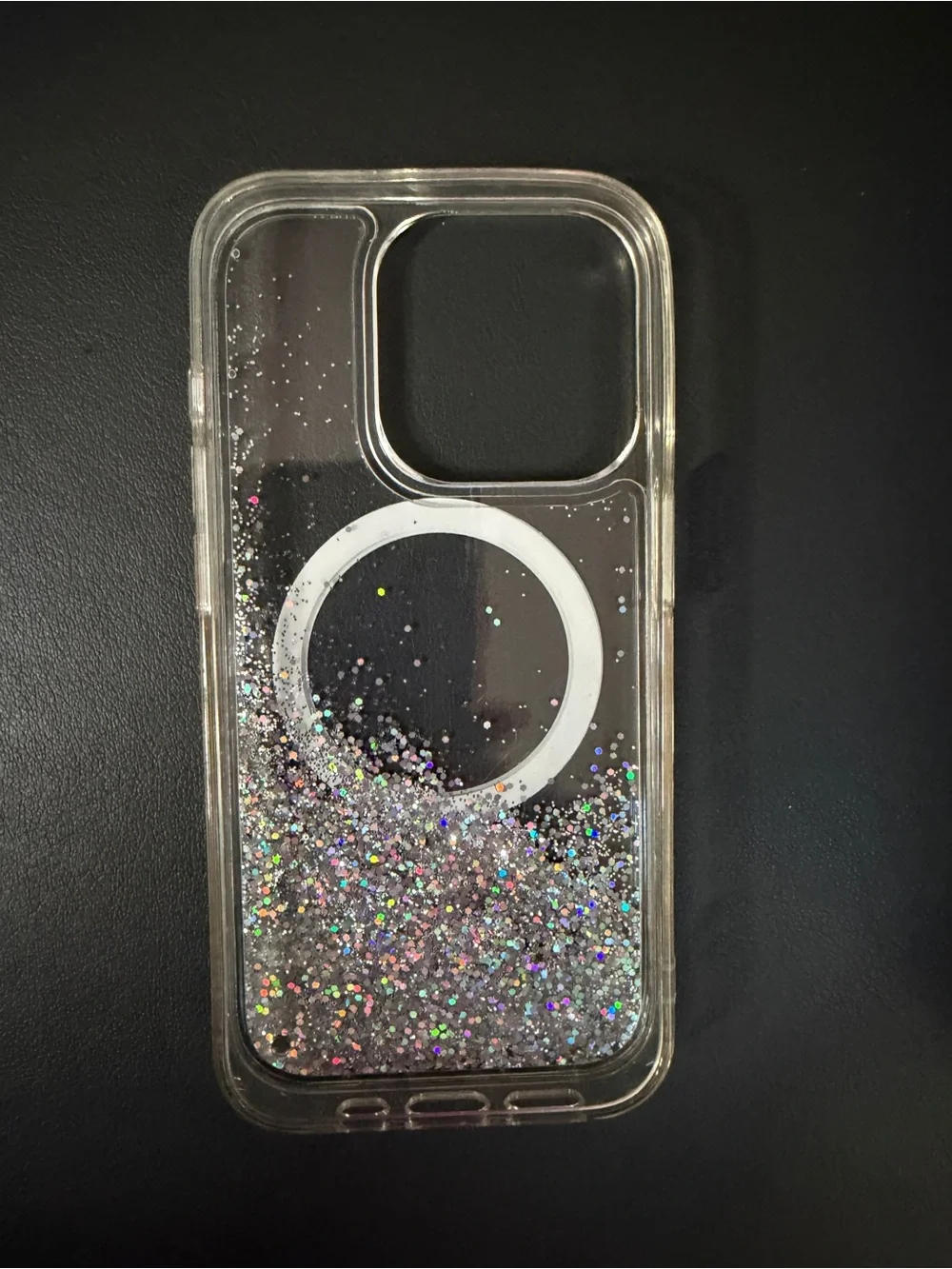 iPhone 15 Pro, Kate Spade, Clear Glitter MagSafe-Compatible Phone Case - Silver
